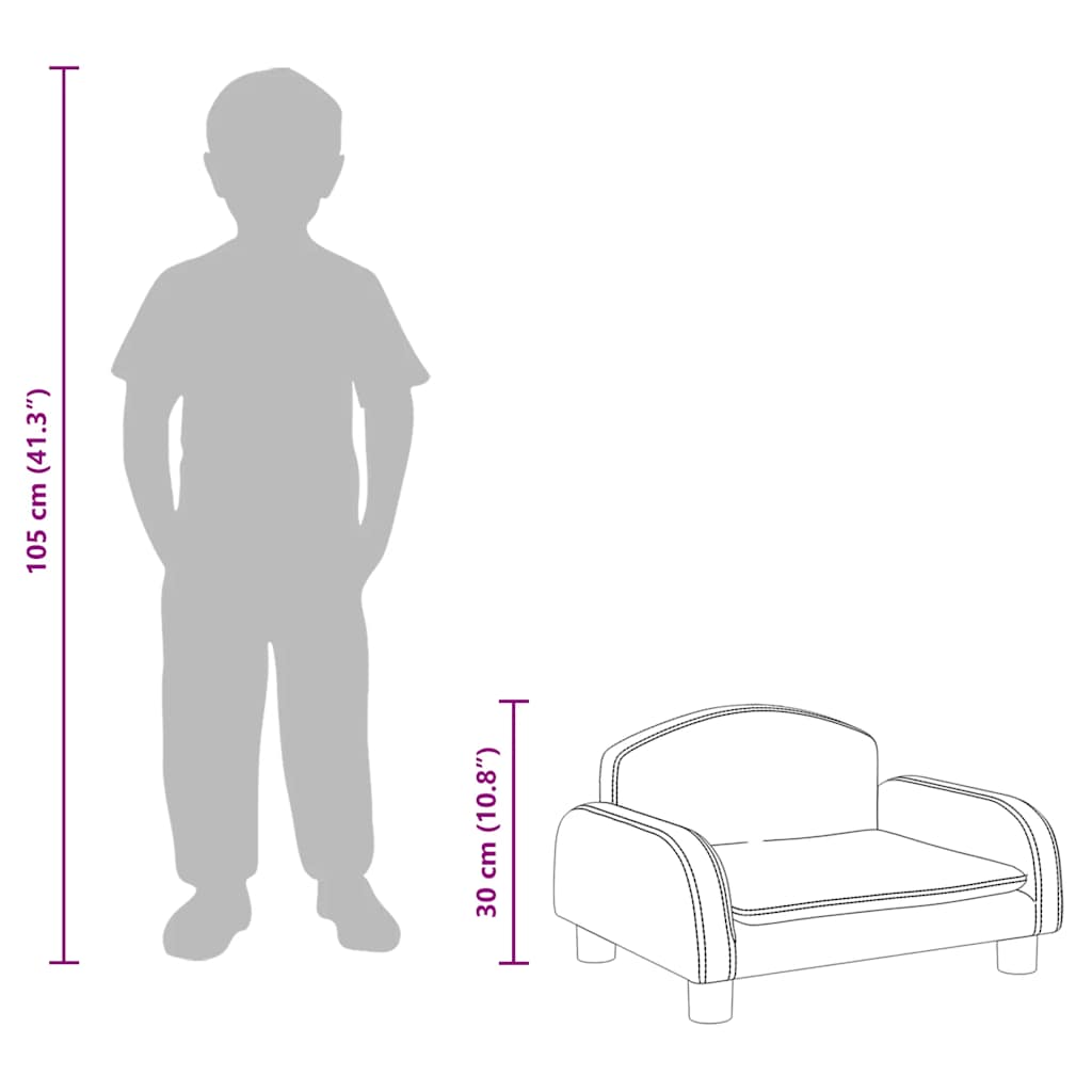 Divano per Bambini Nero 50x40x30 cm in Similpelle | homemem39