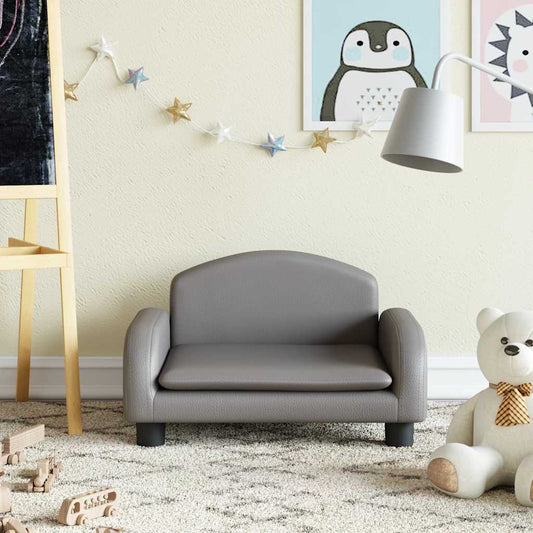 Divano per Bambini Grigio 50x40x30 cm in Similpelle - homemem39