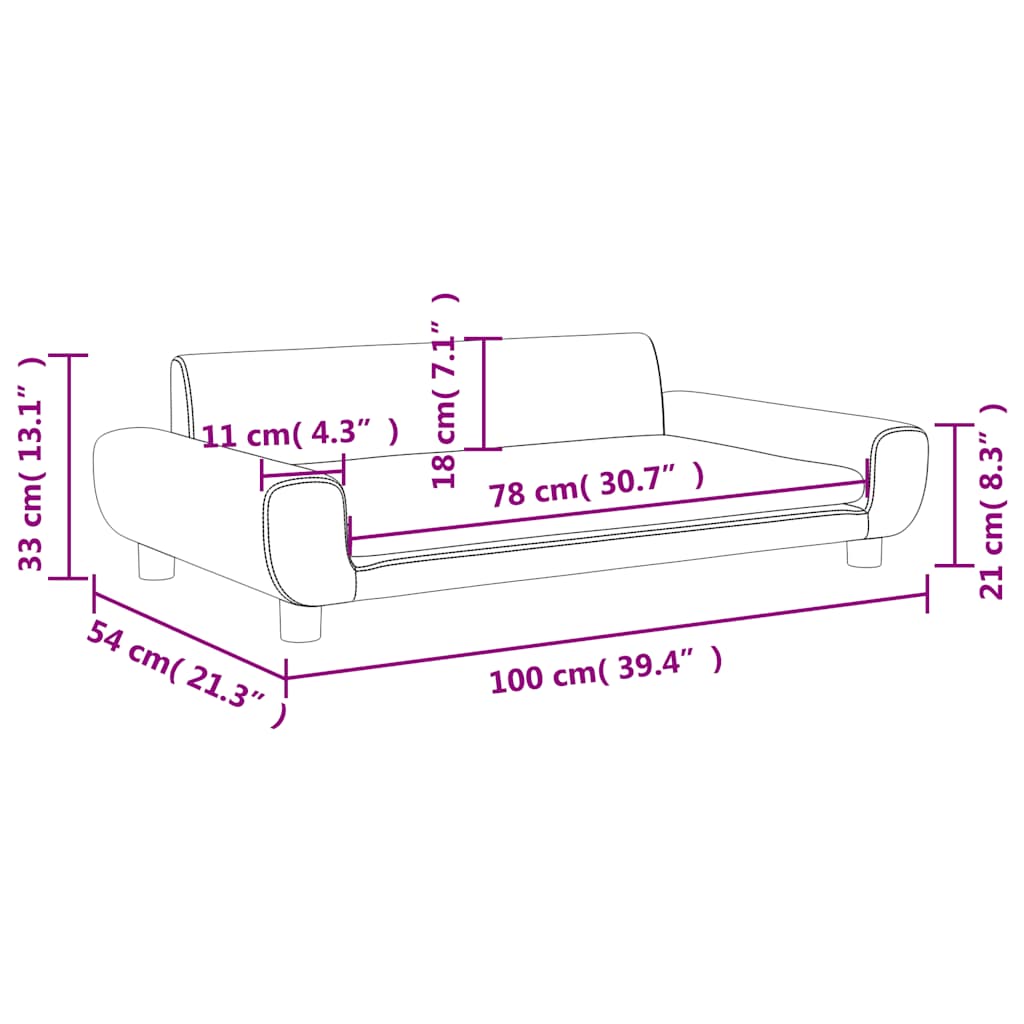Divano per Bambini Grigio Chiaro 100x54x33 cm in Velluto | homemem39