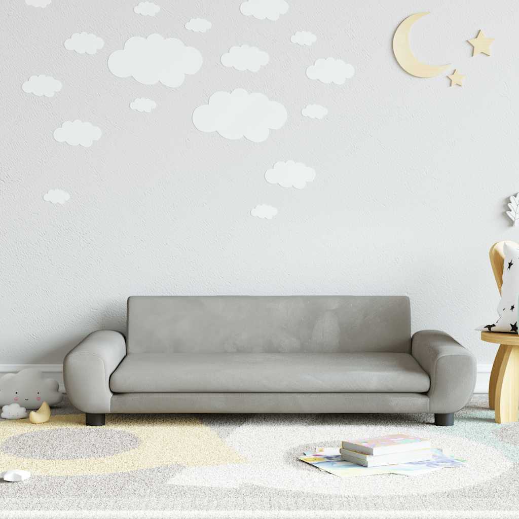 Divano per Bambini Grigio Chiaro 100x54x33 cm in Velluto | homemem39