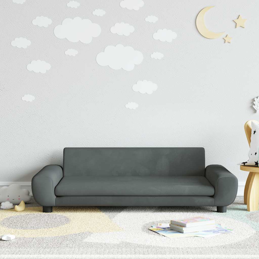 Divano per Bambini Grigio Scuro 100x54x33 cm in Velluto | homemem39