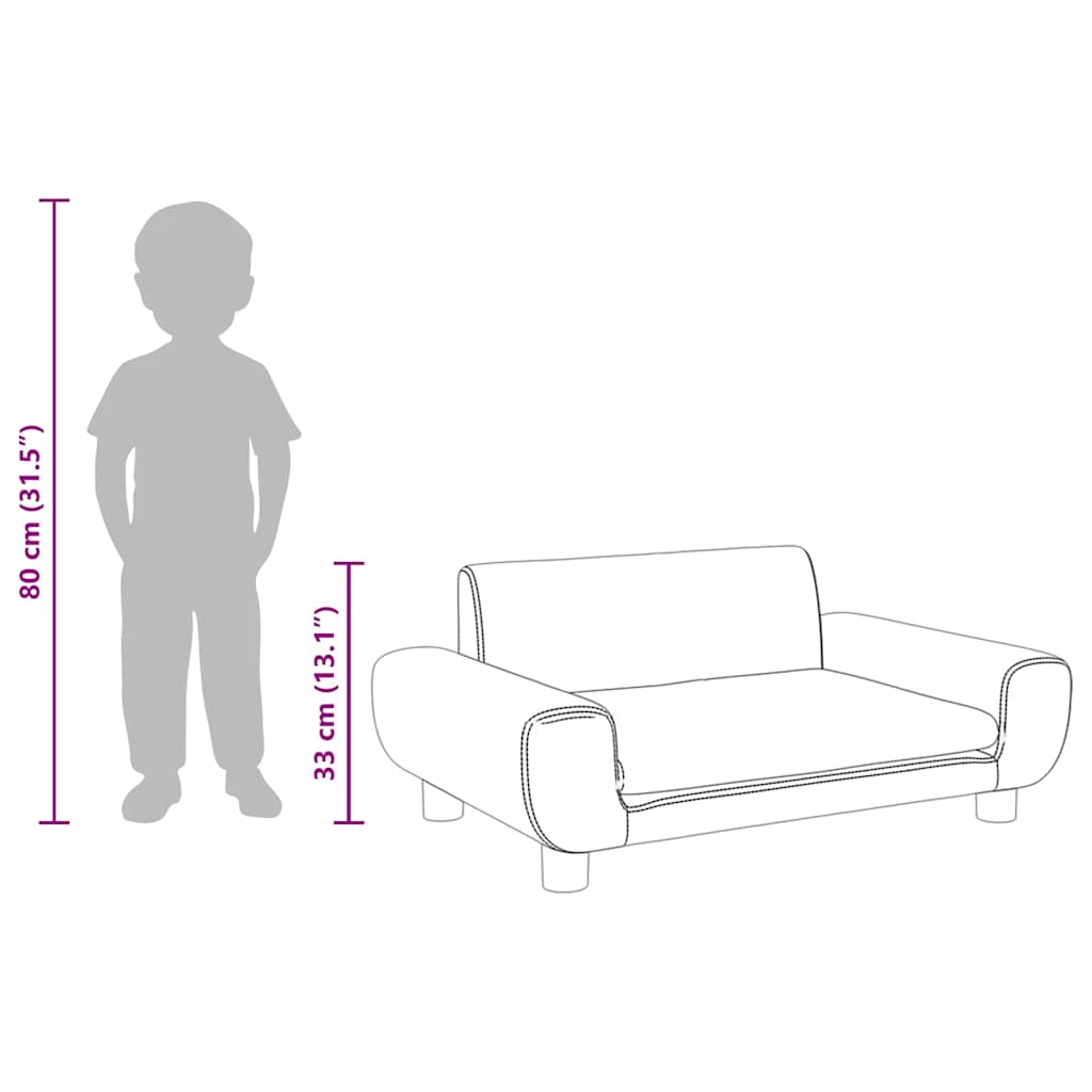 Divano per Bambini Grigio Chiaro 70x45x33 cm in Velluto - homemem39