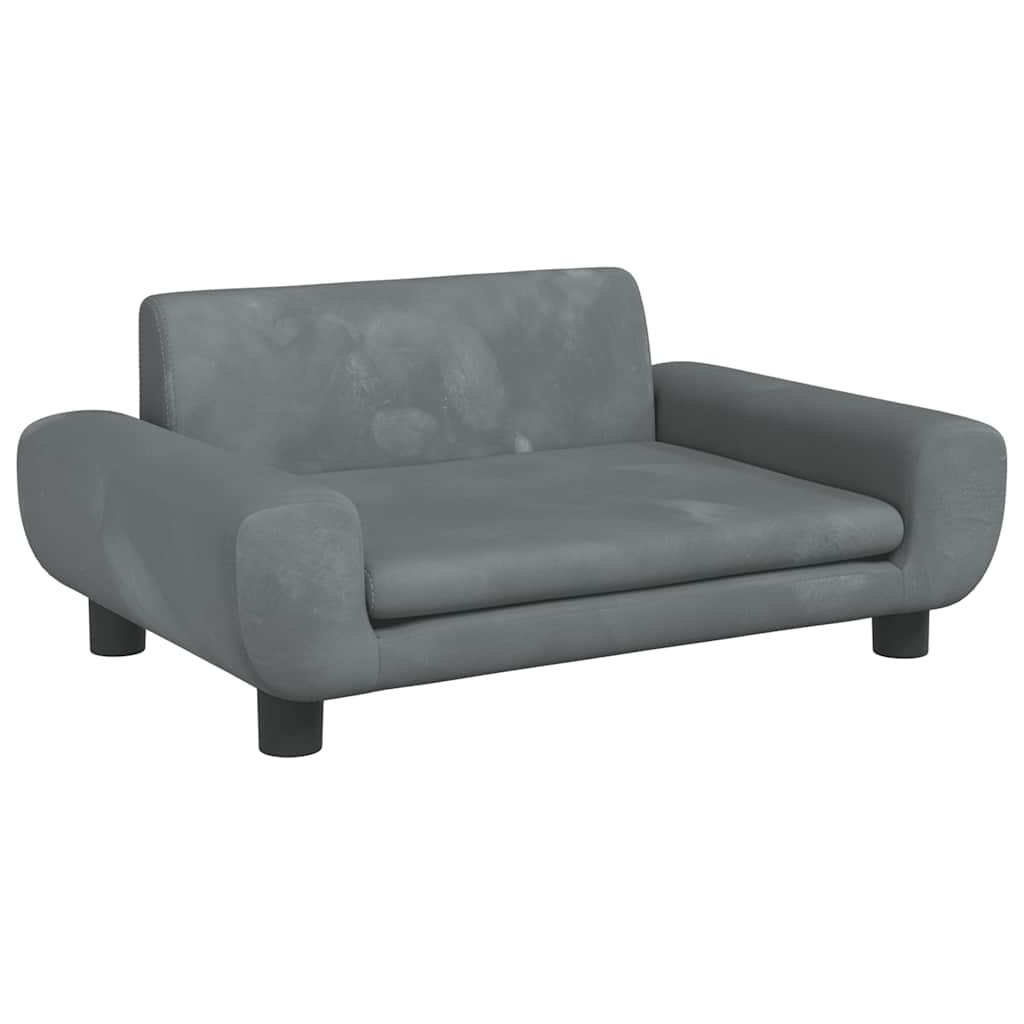 Divano per Bambini Grigio Scuro 70x45x33 cm in Velluto | homemem39