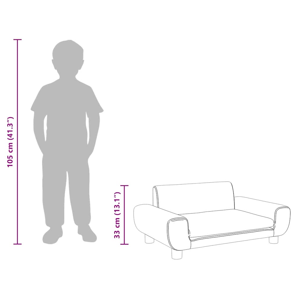 Divano per Bambini Grigio Scuro 70x45x33 cm in Velluto