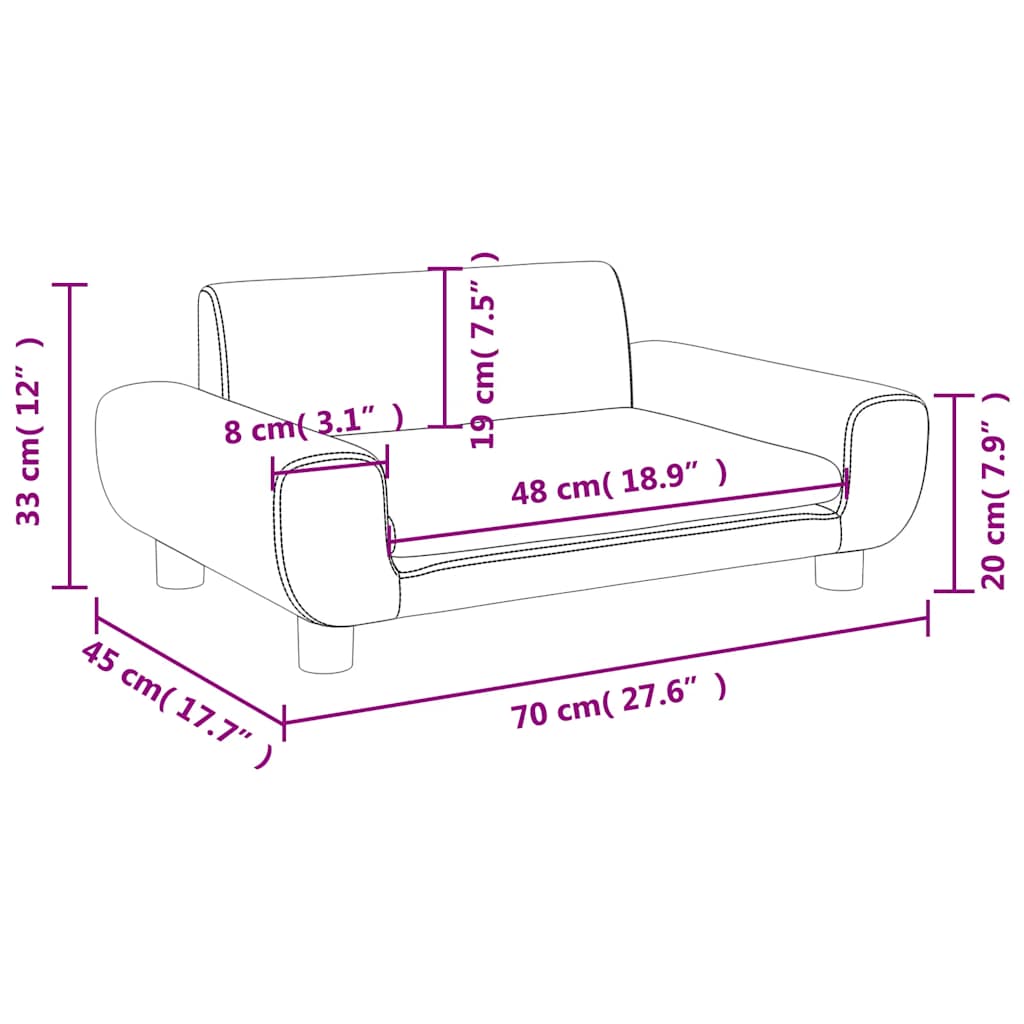 Divano per Bambini Marrone 70x45x33 cm in Velluto