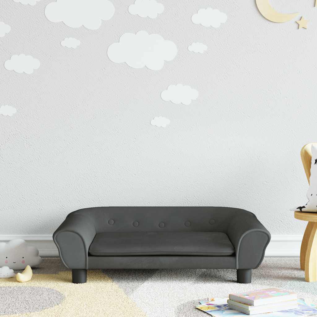 Divano per Bambini Grigio Scuro 70x45x26 cm in Velluto