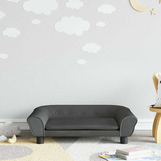 Divano per Bambini Grigio Scuro 70x45x26 cm in Velluto