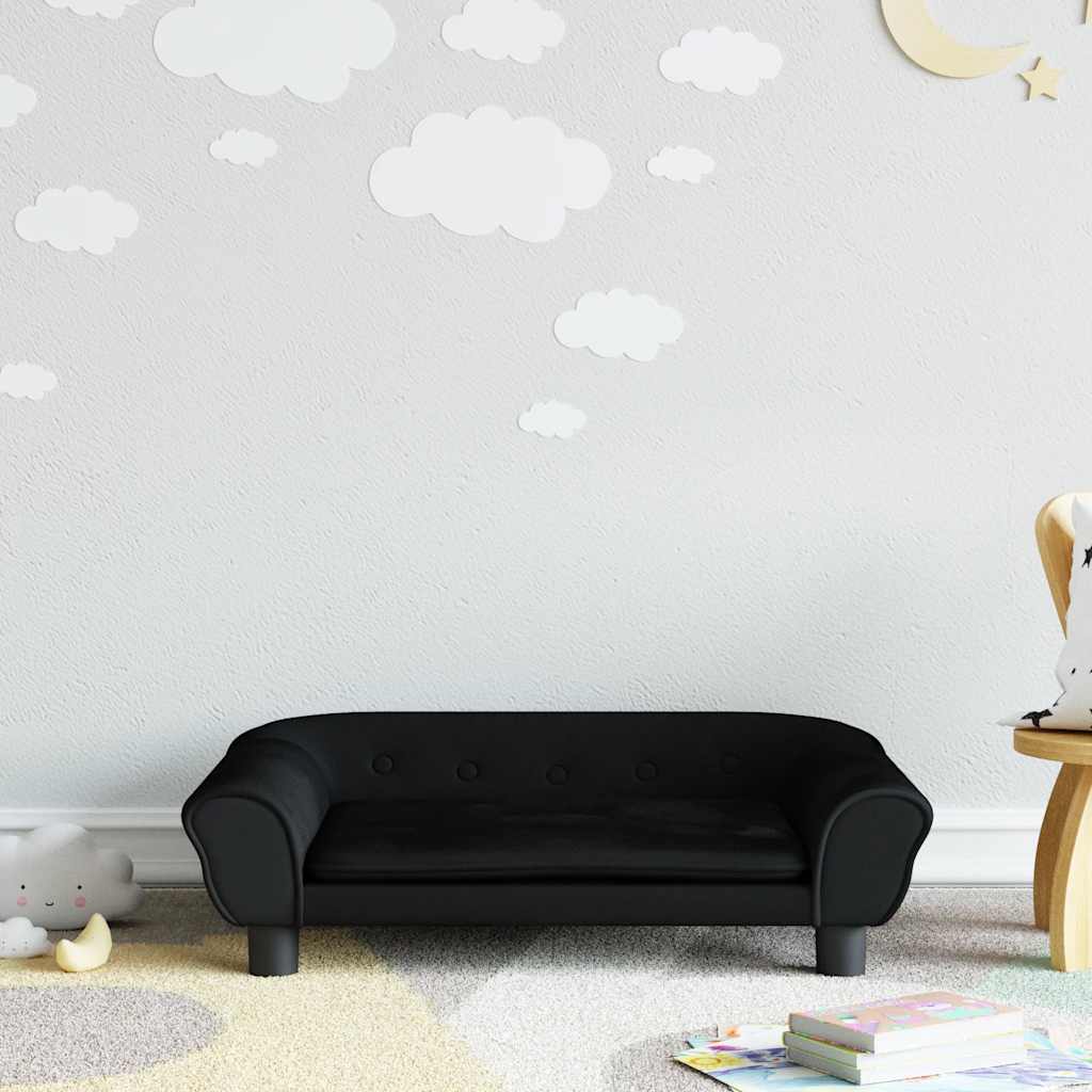 Divano per Bambini Nero 70x45x26 cm in Velluto