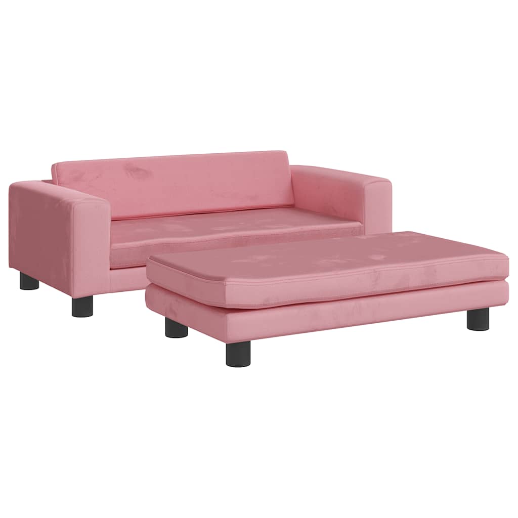 Divano per Bambini con Poggiapiedi Rosa 100x50x30 cm in Velluto | homemem39