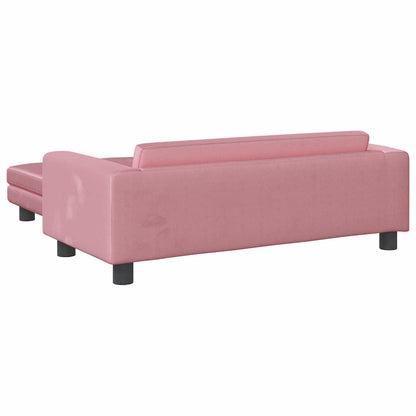 Divano per Bambini con Poggiapiedi Rosa 100x50x30 cm in Velluto