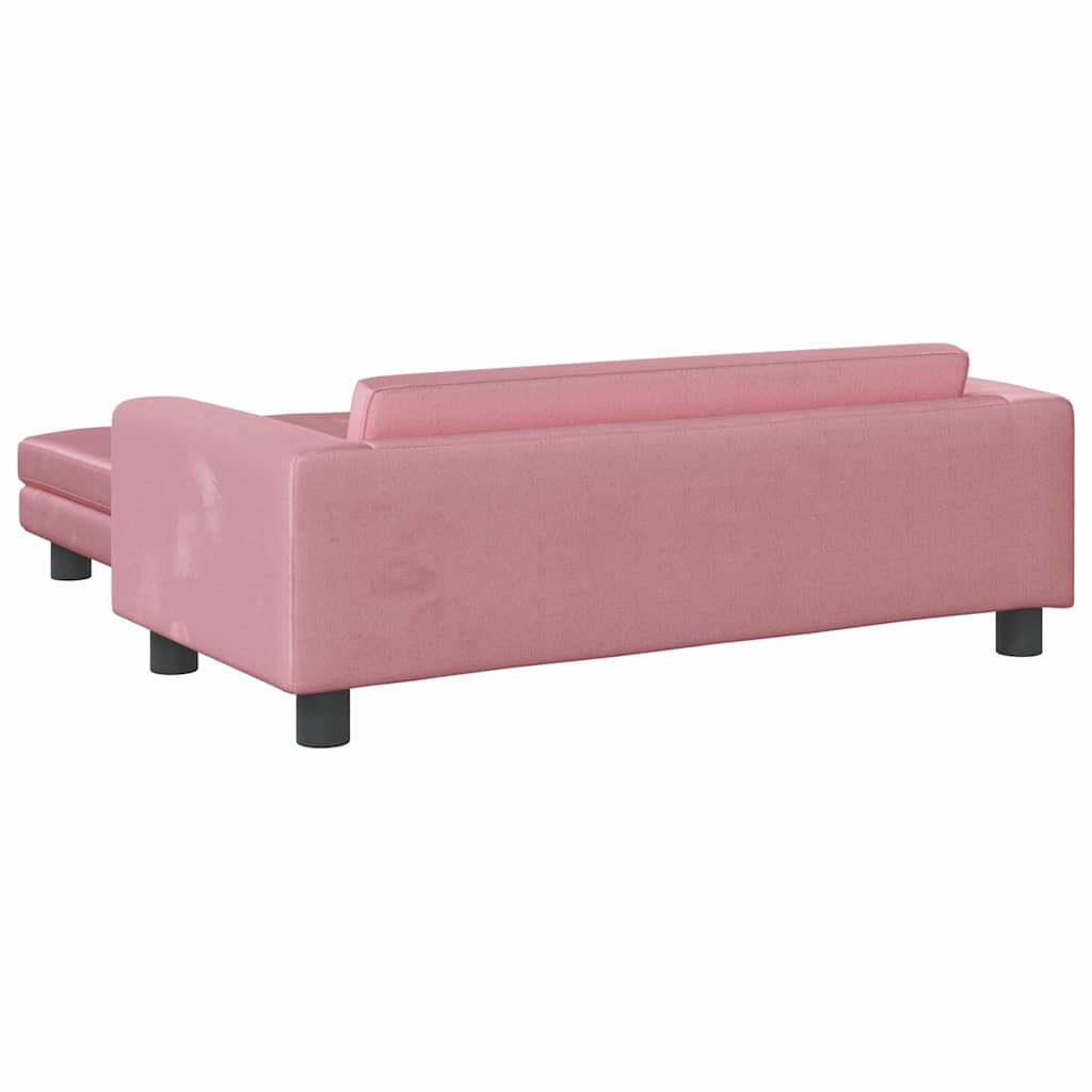 Divano per Bambini con Poggiapiedi Rosa 100x50x30 cm in Velluto