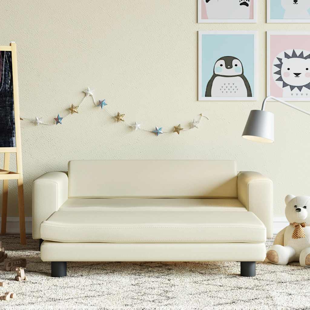 Divano per Bambini con Poggiapiedi Crema 100x50x30cm Similpelle | homemem39