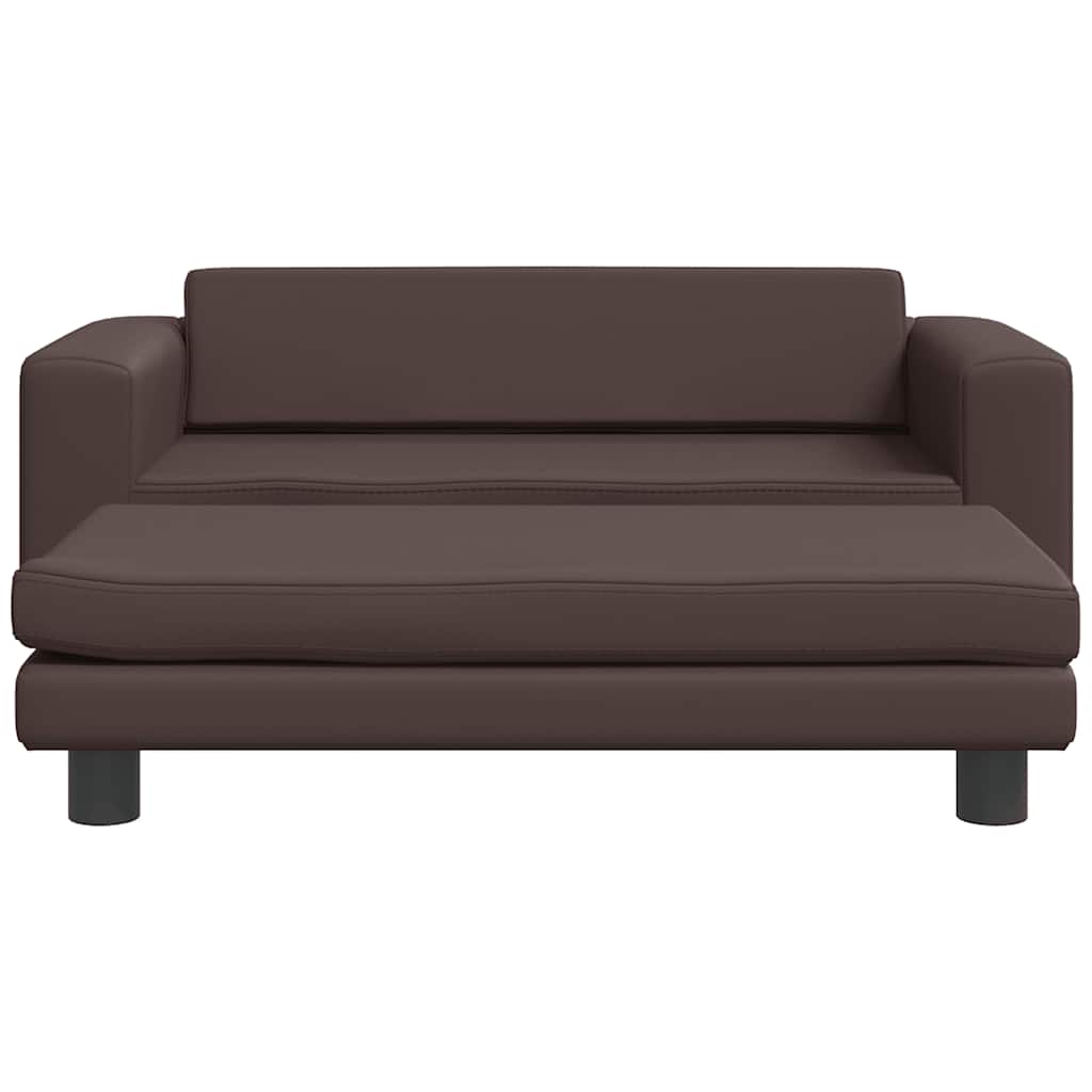 Divano Bambini con Poggiapiedi Marrone 100x50x30 cm Similpelle | homemem39