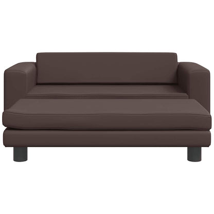 Divano Bambini con Poggiapiedi Marrone 100x50x30 cm Similpelle | homemem39