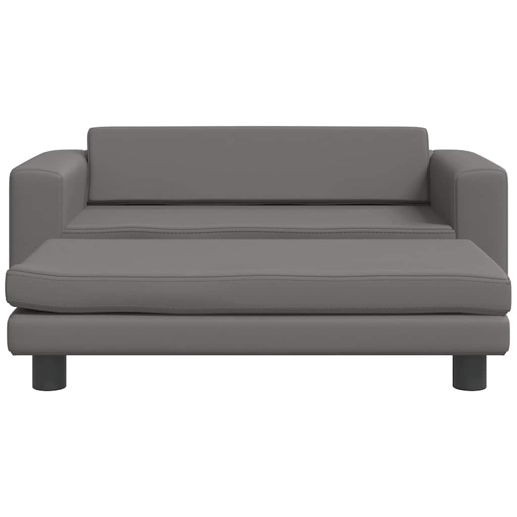 Divano Bambini con Poggiapiedi Grigio 100x50x30 cm Similpelle | homemem39