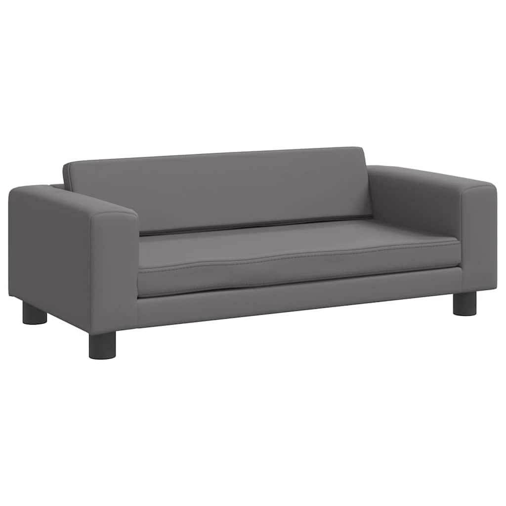 Divano Bambini con Poggiapiedi Grigio 100x50x30 cm Similpelle | homemem39