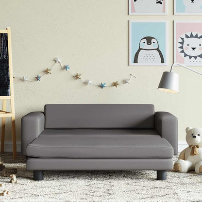 Divano Bambini con Poggiapiedi Grigio 100x50x30 cm Similpelle | homemem39