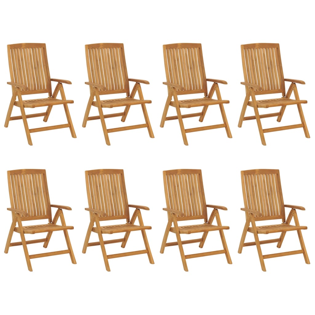 Reclining Garden Chairs with Cushions 8 pcs in Teak Wood