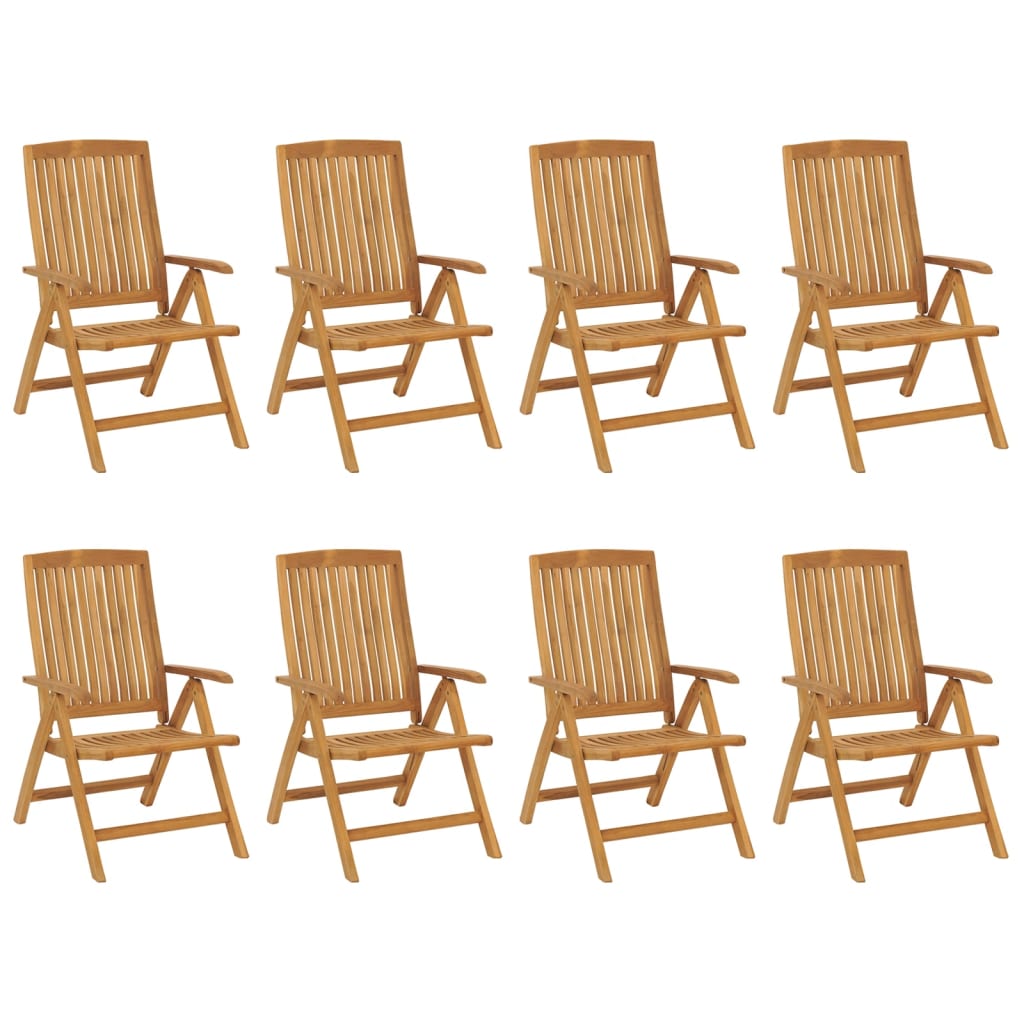 Reclining Garden Chairs with Cushions 8 pcs in Teak Wood
