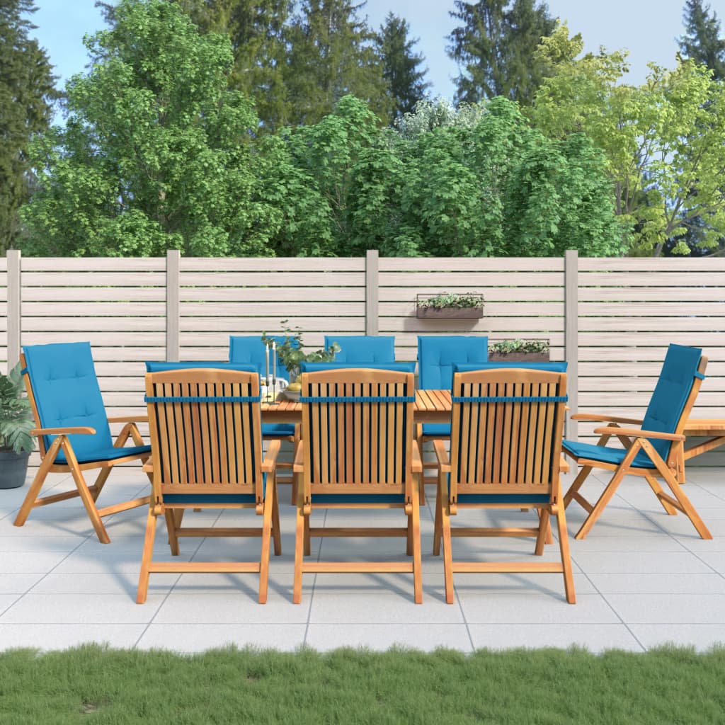 Sedie da Giardino Reclinabili con Cuscini 8 pz in Legno di Teak