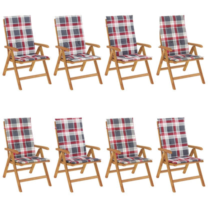 Reclining Garden Chairs with Cushions 8 pcs in Teak Wood