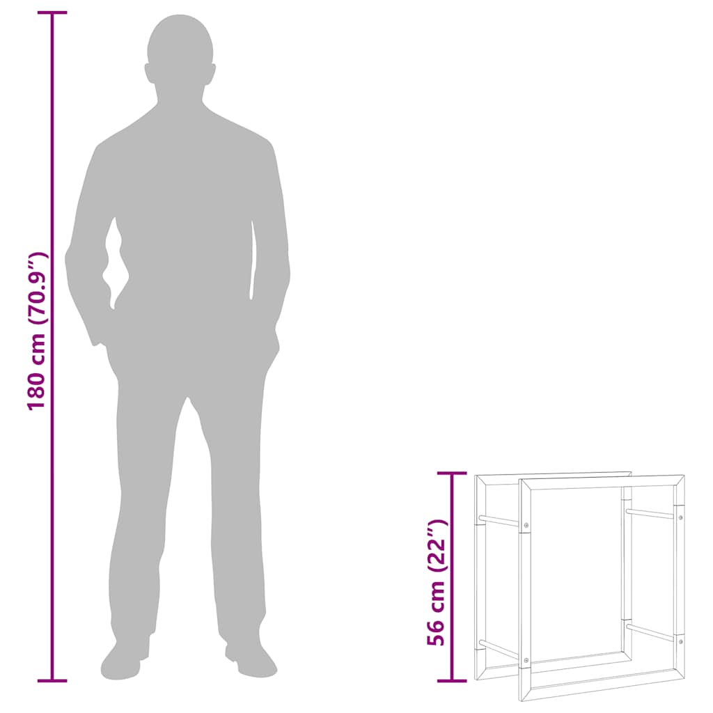 Portalegna 50x28x56 cm in Acciaio Inossidabile
