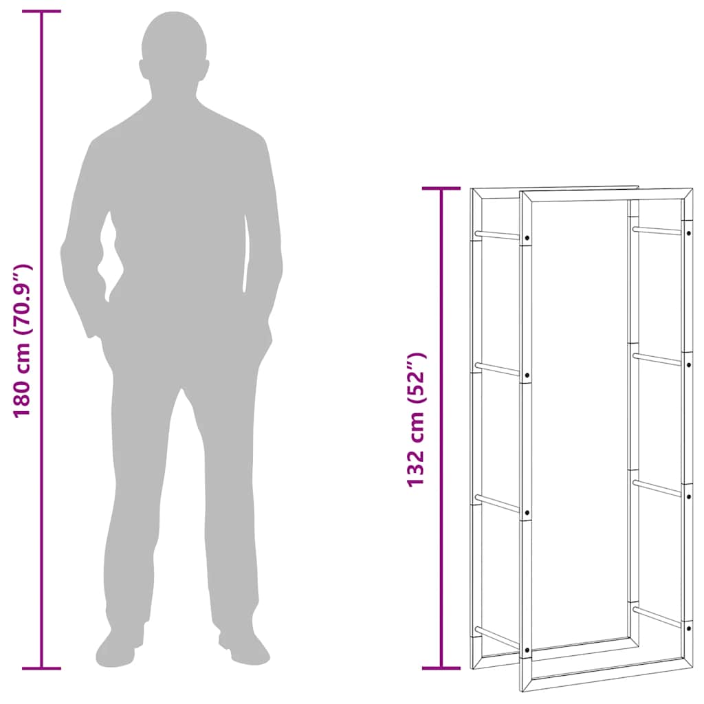 Portalegna 50x28x132 cm in Acciaio Inossidabile