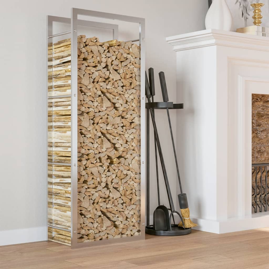 Portalegna 50x28x132 cm in Acciaio Inossidabile - homemem39