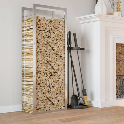 Portalegna 50x28x132 cm in Acciaio Inossidabile - homemem39