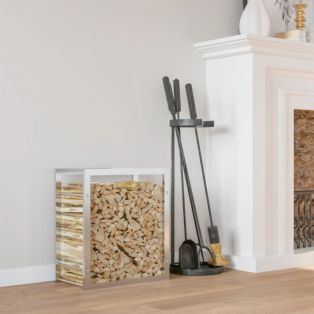 Portalegna 80x28x86 cm in Acciaio Inossidabile - homemem39