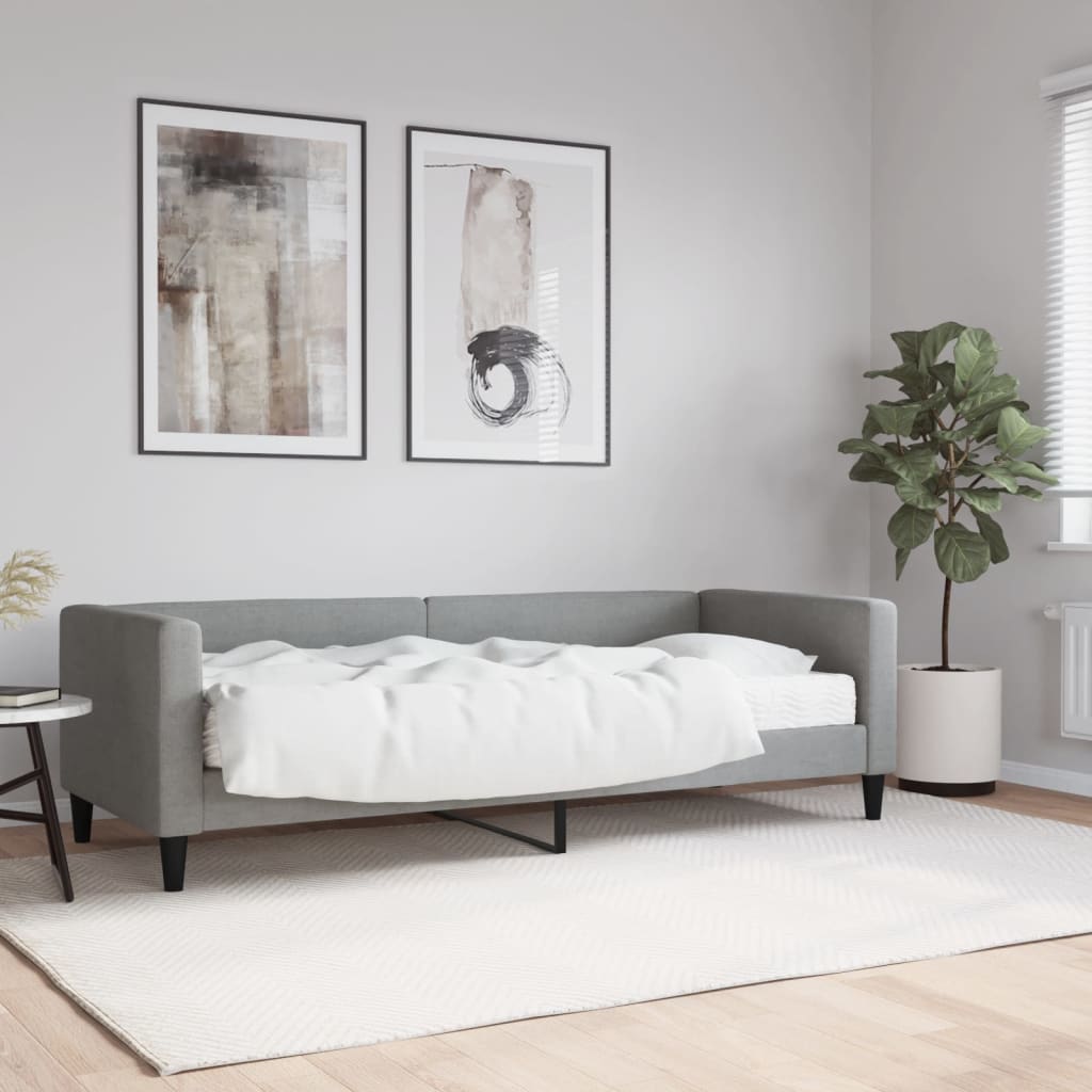 Divano Letto con Materasso Grigio Chiaro 80x200 cm in Tessuto - homemem39
