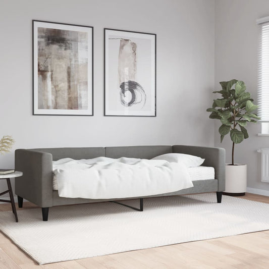 Divano Letto con Materasso Grigio Scuro 90x200 cm in Tessuto | homemem39