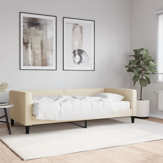 Divano Letto con Materasso Crema 90x200 cm in Tessuto - homemem39