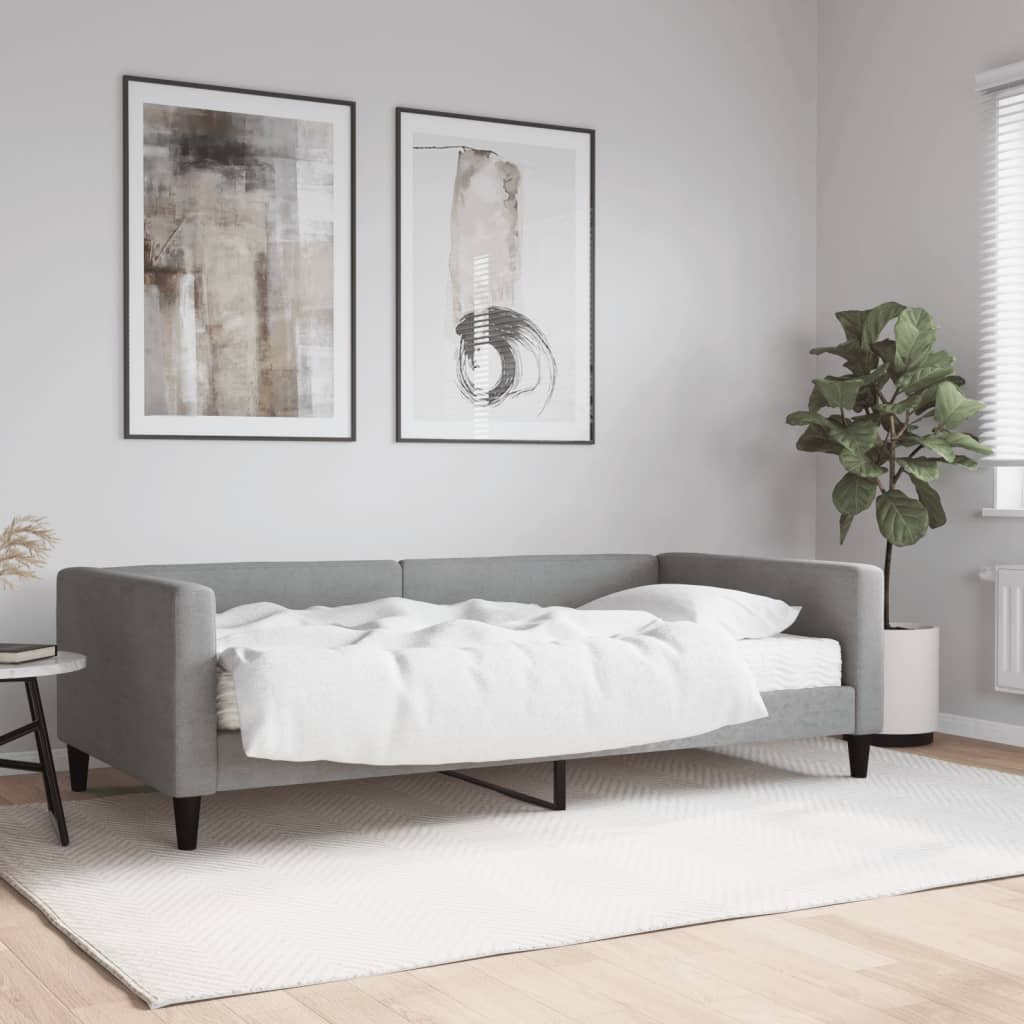 Divano Letto con Materasso Grigio Chiaro 100x200 cm in Tessuto - homemem39