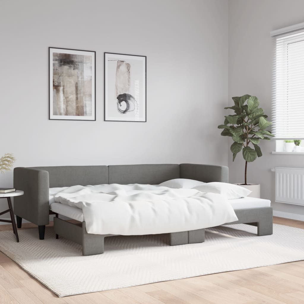 Divano Letto con Letto Estraibile Grigio Scuro 80x200 Tessuto - homemem39
