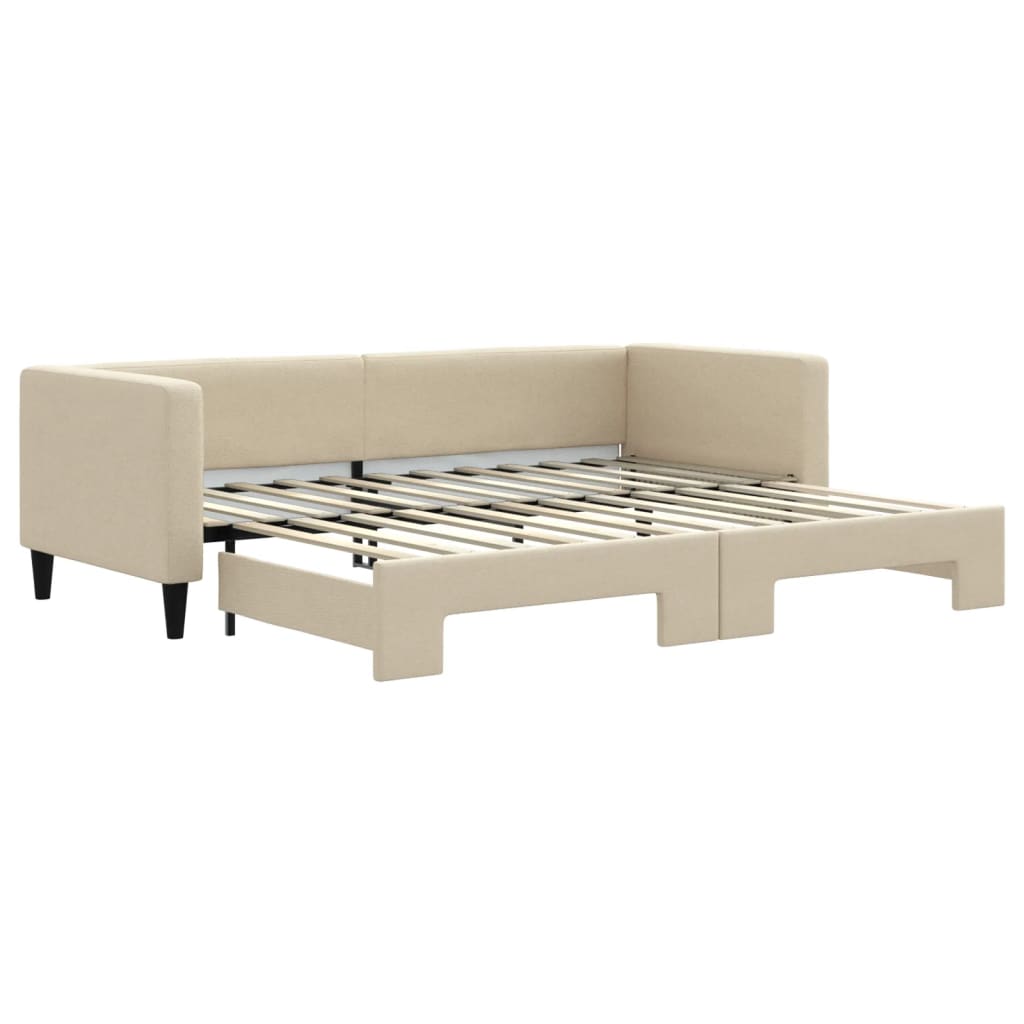 Divano Letto con Letto Estraibile Crema 80x200 cm Tessuto - homemem39
