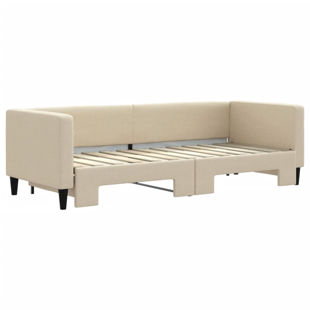 Divano Letto con Letto Estraibile Crema 80x200 cm Tessuto - homemem39