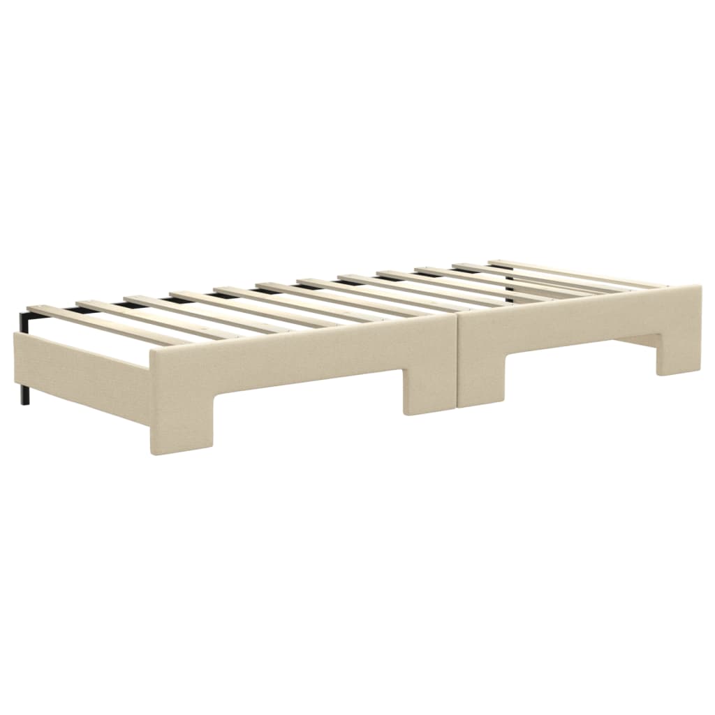 Divano Letto con Letto Estraibile Crema 80x200 cm Tessuto - homemem39