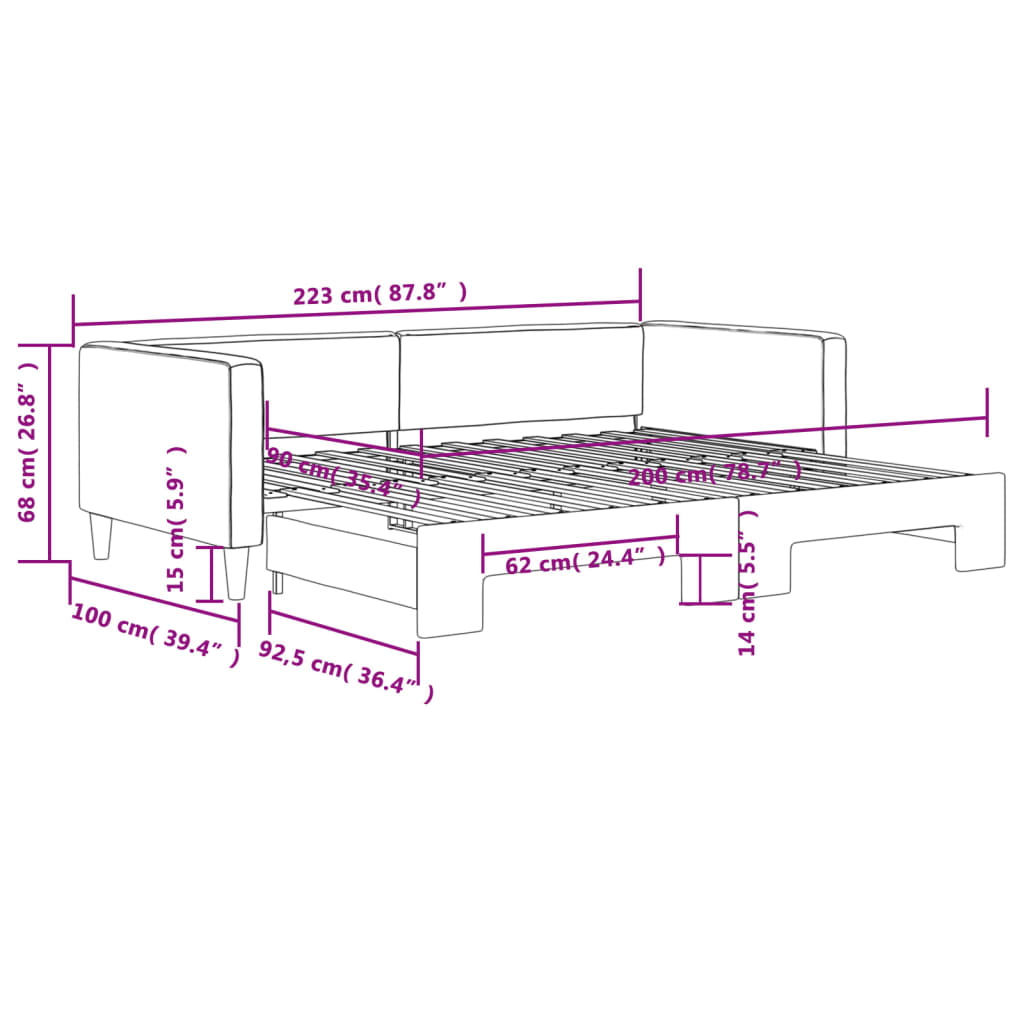 Divano Letto con Letto Estraibile Grigio Chiaro 90x200 Tessuto | homemem39