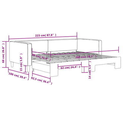 Divano Letto con Letto Estraibile Grigio Chiaro 90x200 Tessuto