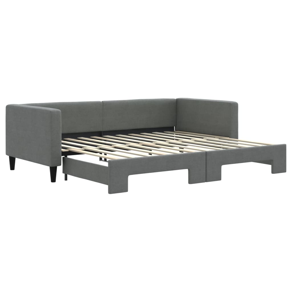 Divano Letto con Letto Estraibile Grigio Scuro 90x200cm Tessuto
