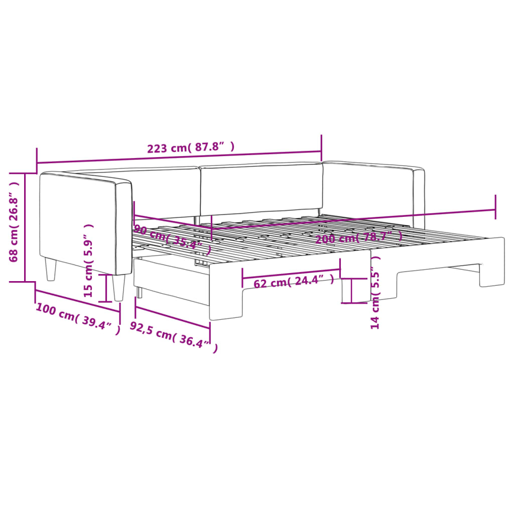 Divano Letto con Letto Estraibile Grigio Scuro 90x200cm Tessuto | homemem39