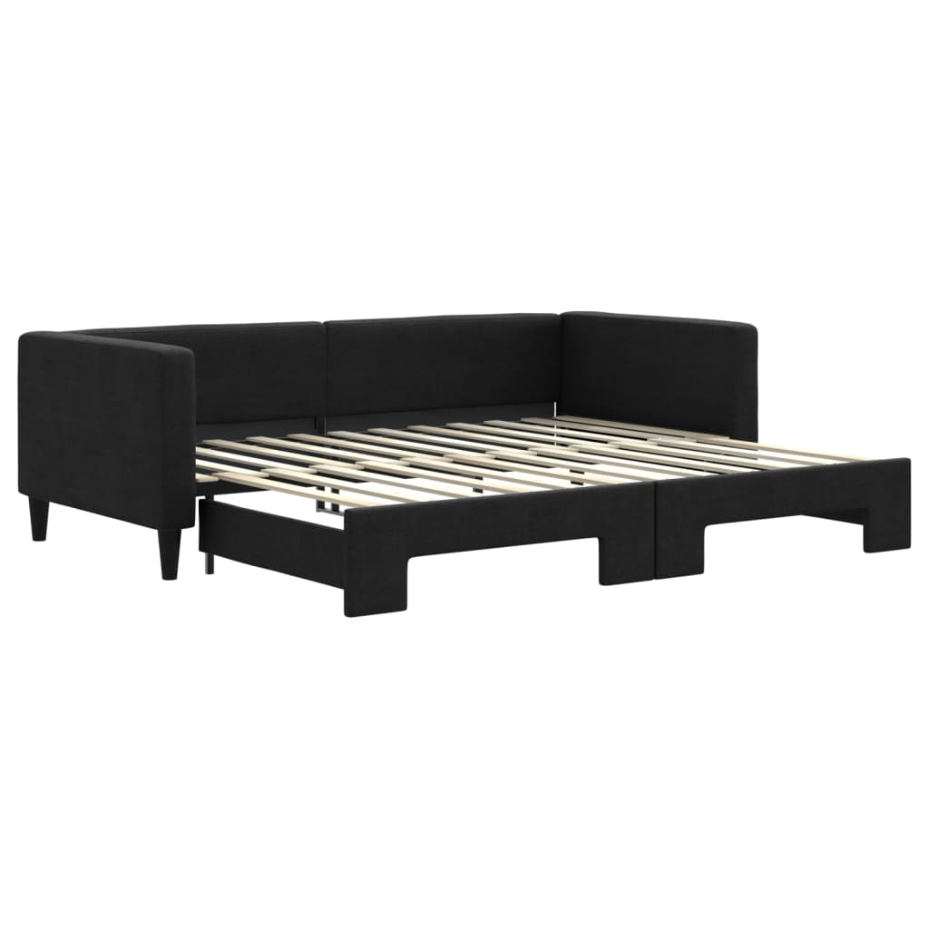 Divano Letto con Letto Estraibile Nero 90x200 cm in Tessuto - homemem39