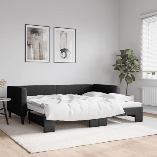 Divano Letto con Letto Estraibile Nero 90x200 cm in Tessuto - homemem39