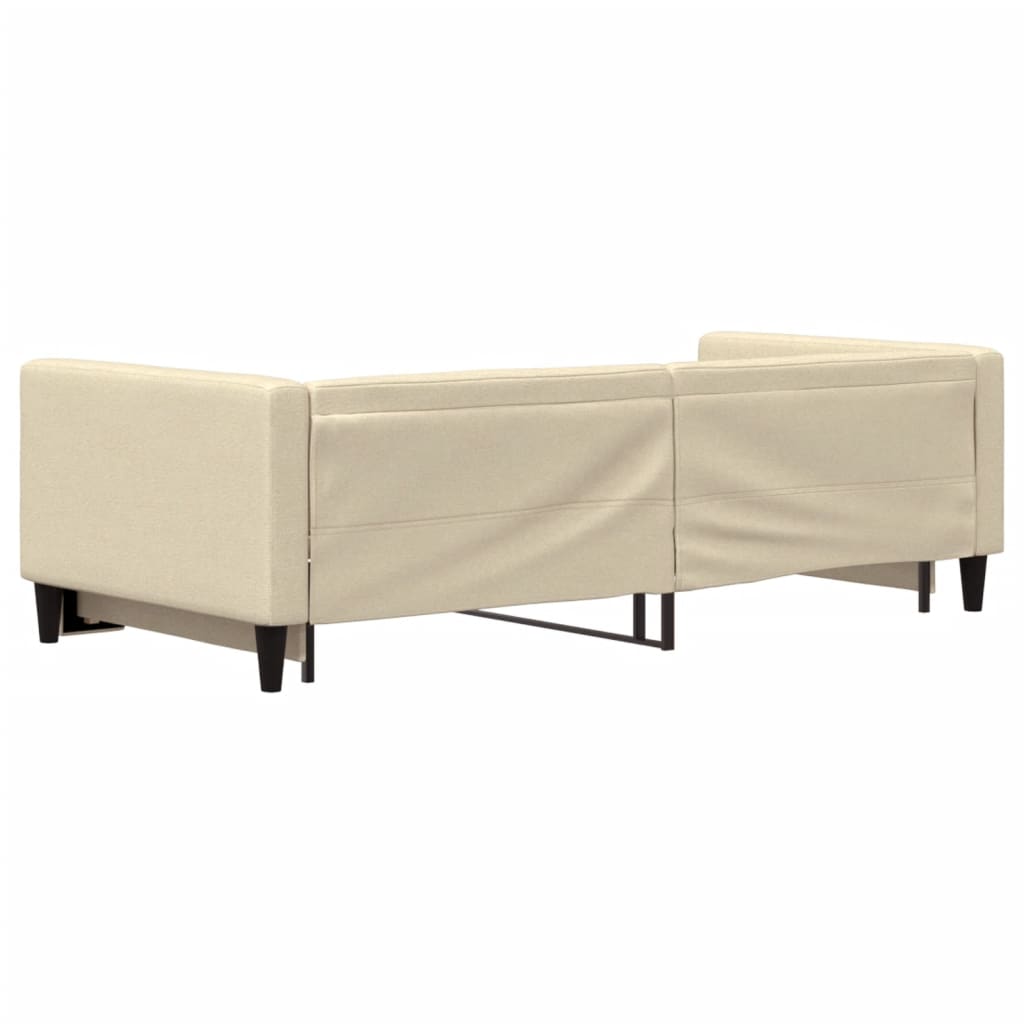 Divano Letto con Letto Estraibile Crema 90x200 cm in Tessuto - homemem39