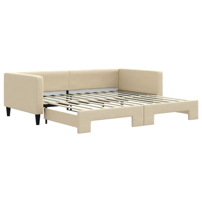 Divano Letto con Letto Estraibile Crema 100x200 cm in Tessuto - homemem39
