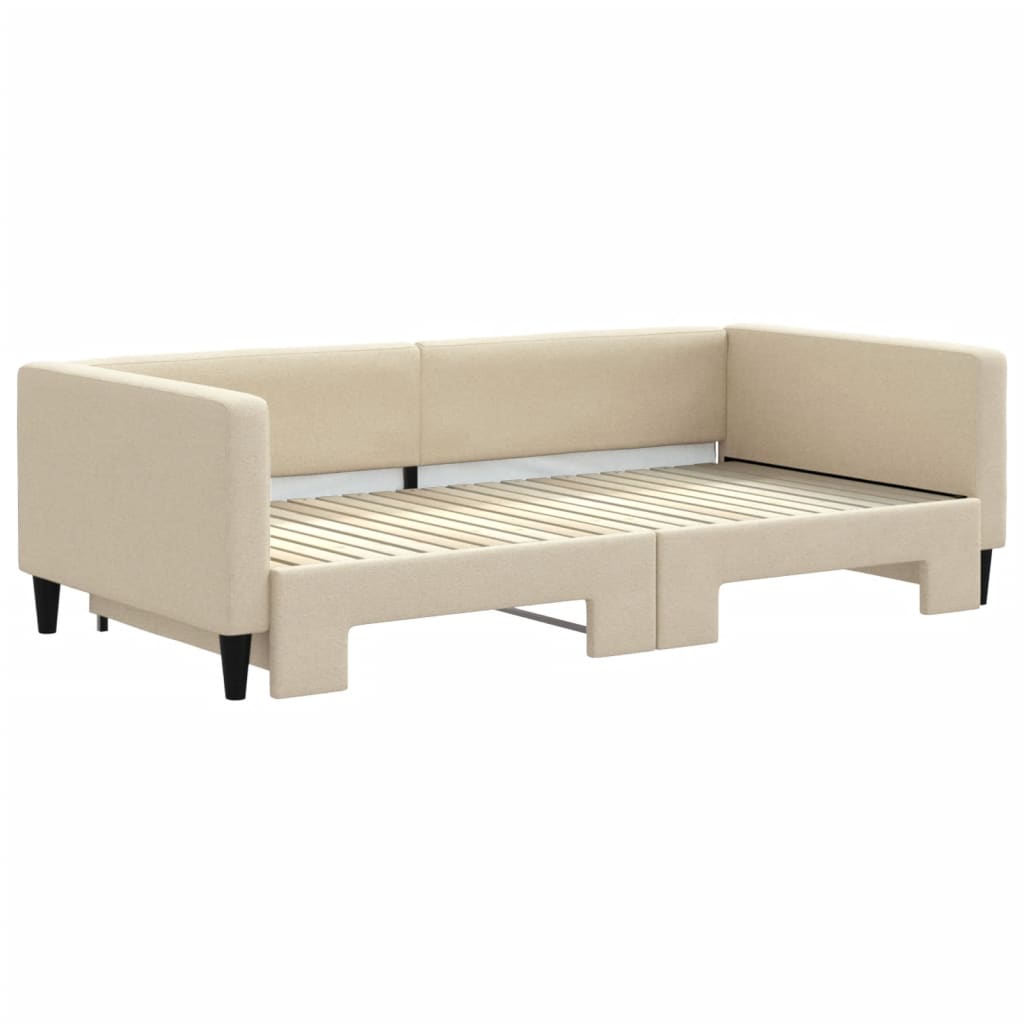 Divano Letto con Letto Estraibile Crema 100x200 cm in Tessuto - homemem39