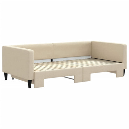 Divano Letto con Letto Estraibile Crema 100x200 cm in Tessuto - homemem39