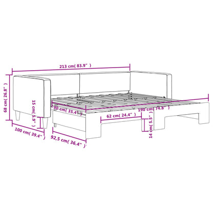 Divano Letto con Letto Estraibile Grigio Chiaro 90x190 Tessuto