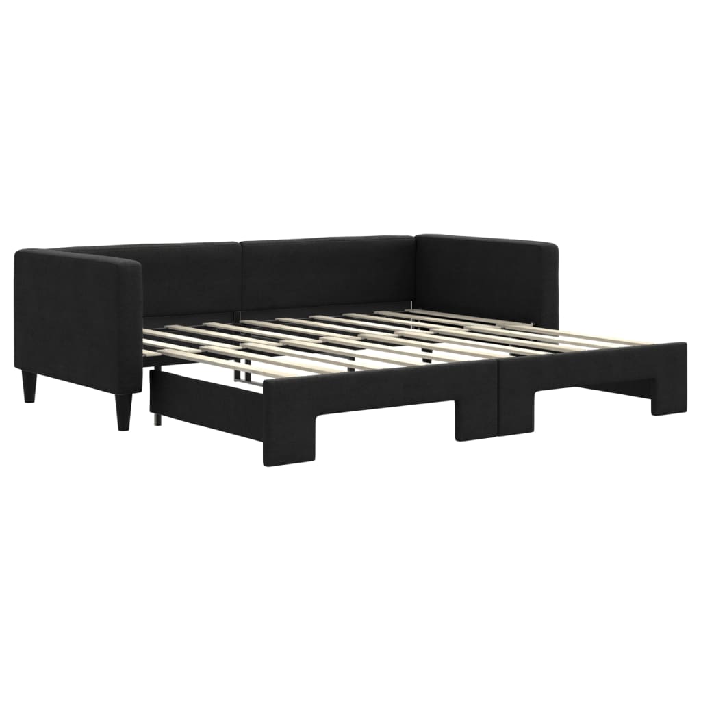 Divano Letto con Letto Estraibile Nero 90x190 cm in Tessuto